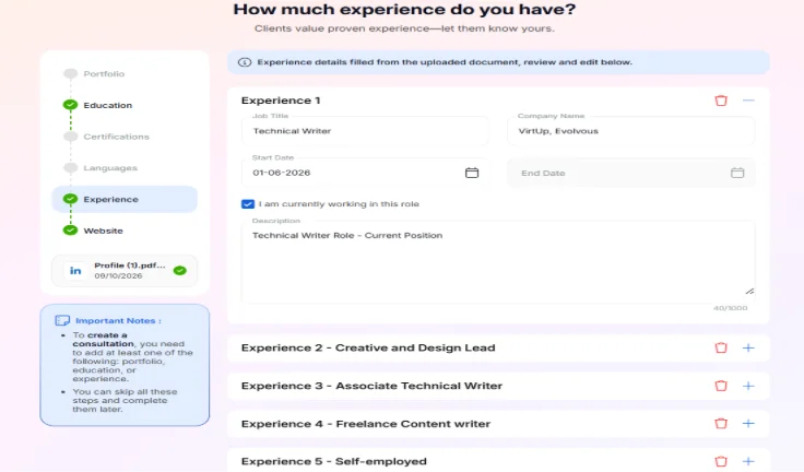 Add more to your experience
