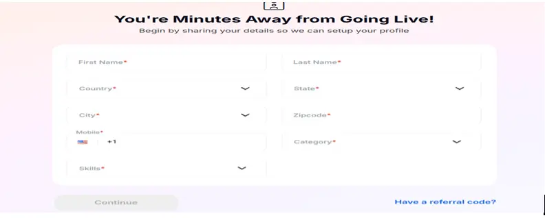 Click on your name and then start adding your profile details