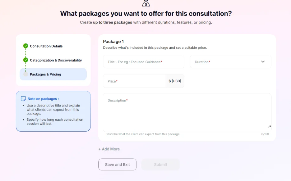 STEP 3 Create the Packaging and Pricing Section Correctly