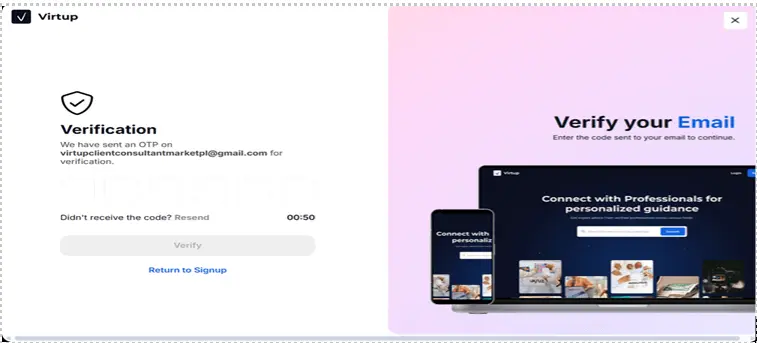 The verification mail request page