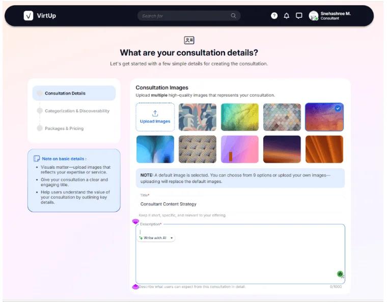 STEP ONE Add The Consultation Details