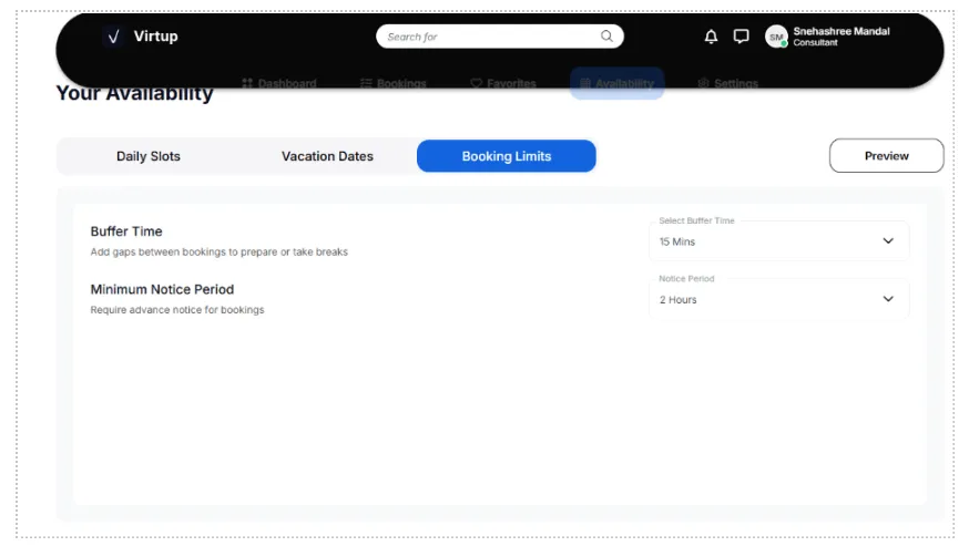 Set the Booking Limits for Consultant Scheduling
